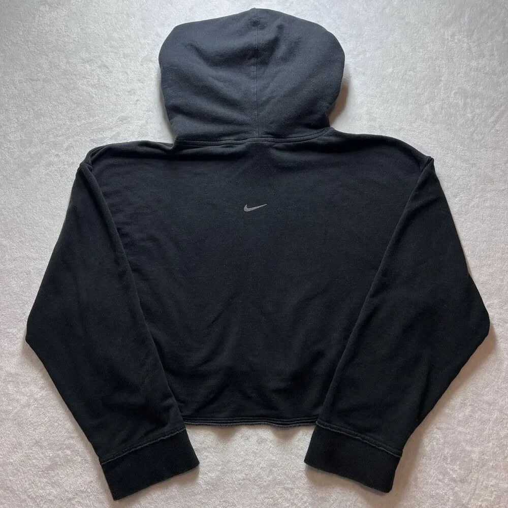 Nike Yoga Fit Hoodie Black Oversize Crop Pullover Size M